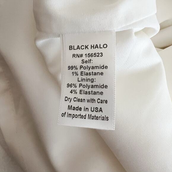 Black Halo | Pabla White High Neck Ruffle Designer Chic Bridal Sleeveless Dress - Picture 11 of 11